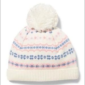 Janie and Jack Pink Fair Isle Pom-Pom Beanie, 3-6M - NWT -